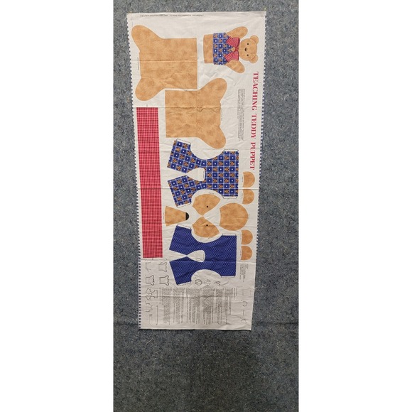 Cranston VIP Other - Cranston VIP Print Works VTG Teaching Teddy Puppet Bear Cut & Sew Fabric‎ Panel